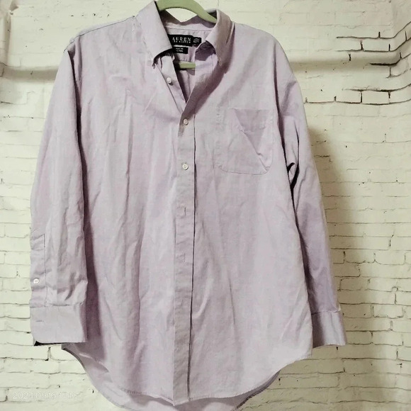 Lauren Ralph Lauren Men's Sz 16 1/2 Button Down Shirt Lavender Long Sleeves - Picture 11 of 11